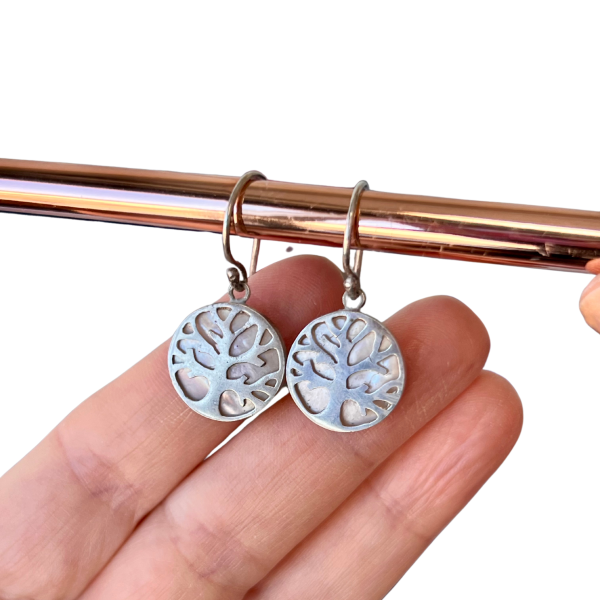Pendientes ÁRBOL DE LA VIDA (de plata) Blanco - Imagen 2