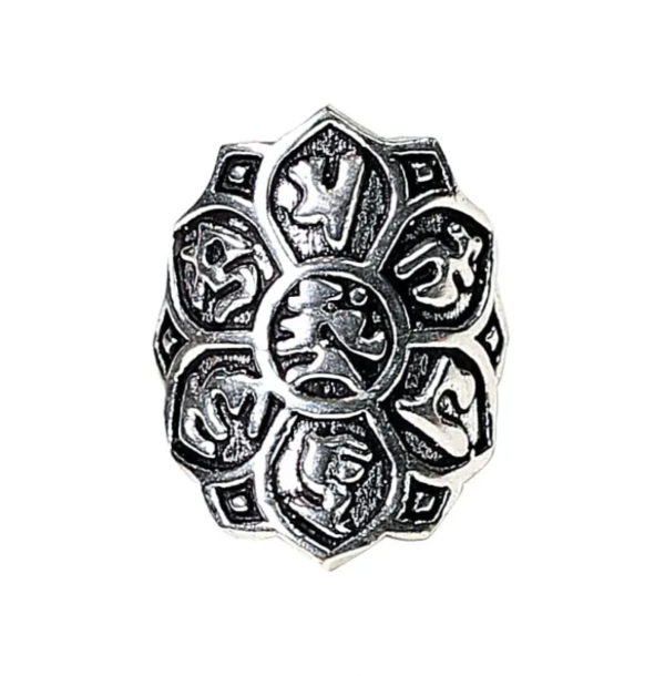 Anillo Lotus de latón color plata