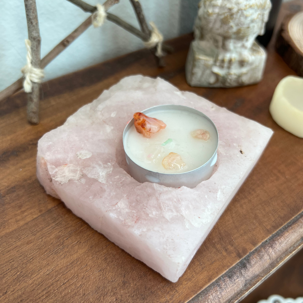 Portavelas de Cuarzo Rosa Hecho a Mano ✨🕯️ - Imagen 2