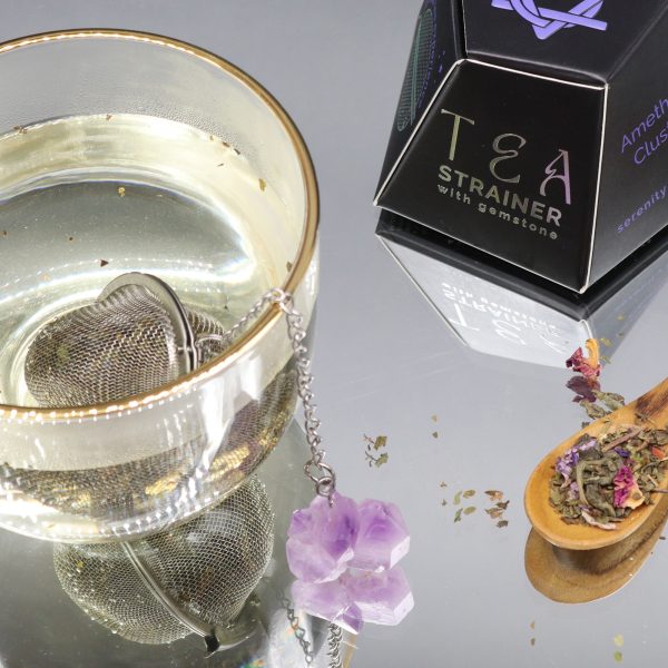 Colador de té de piedras preciosas - Racimo de amatista - Imagen 3