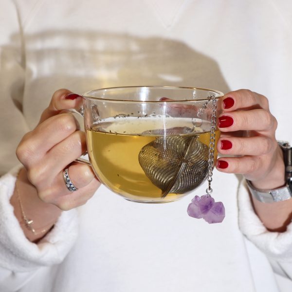 Colador de té de piedras preciosas - Racimo de amatista - Imagen 2