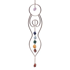 Colgante de ventana Diosa de la Luna y piedras chakra