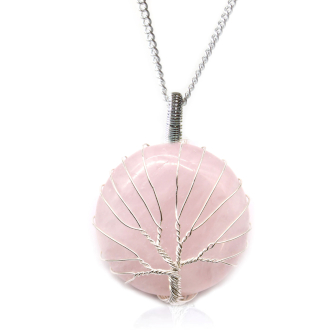 Collar árbol de la vida cuarzo rosa - Imagen 2