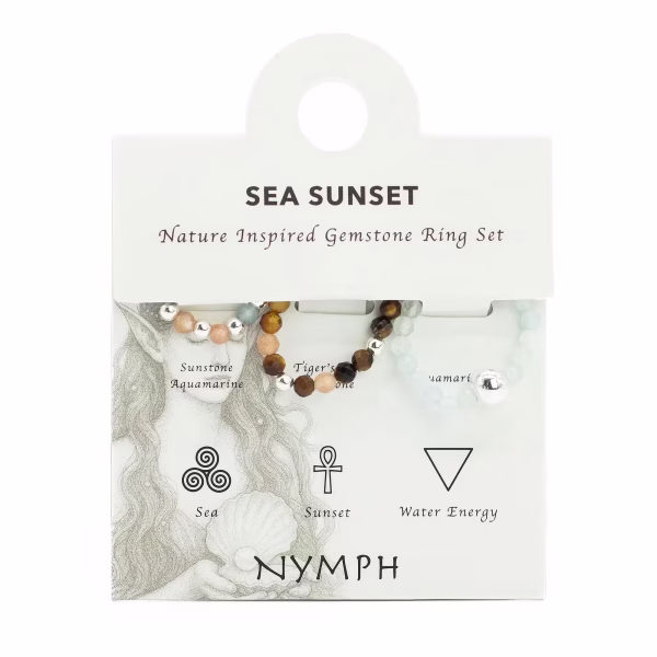 Anillos Espíritu Ninfa Atardecer en el Mar | Gemas Naturales