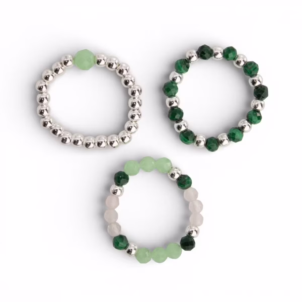 Conjunto Anillos Espíritu del Bosque | Gemas Aventurina y Cuarzo - Imagen 2