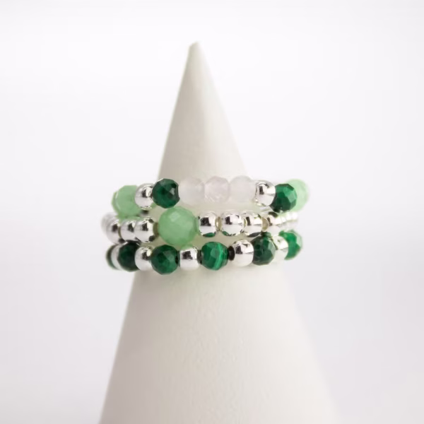 Conjunto Anillos Espíritu del Bosque | Gemas Aventurina y Cuarzo - Imagen 3