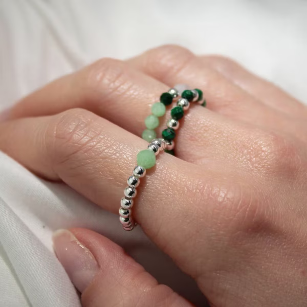 Conjunto Anillos Espíritu del Bosque | Gemas Aventurina y Cuarzo - Imagen 4