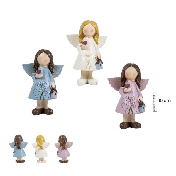 Figura Ángel con Pajarito y Casita - Imagen 3
