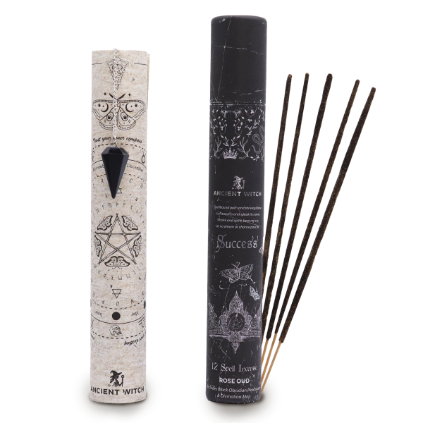 Set de Incienso de Hechizos de Brujas Antiguas con Péndulo de Obsidiana Negra - Imagen 5