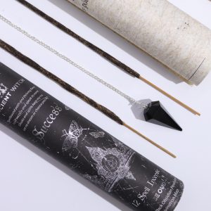 Set de Incienso de Hechizos de Brujas Antiguas con Péndulo de Obsidiana Negra