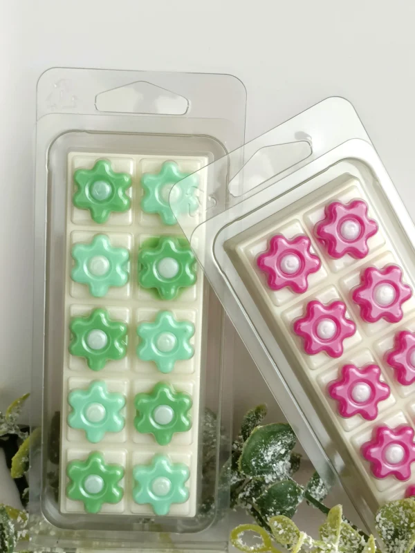 Pastilla de Cera Perfumada Clamshell Flores — Menta-Albahaca o Pachulí y Rosas - Imagen 4