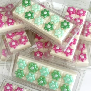 Pastilla de Cera Perfumada Clamshell Flores — Menta-Albahaca o Pachulí y Rosas