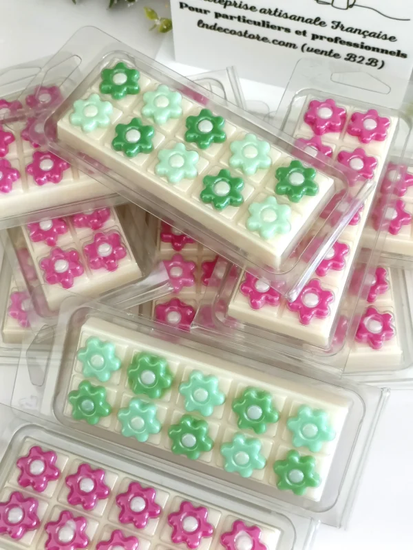 Pastilla de Cera Perfumada Clamshell Flores — Menta-Albahaca o Pachulí y Rosas
