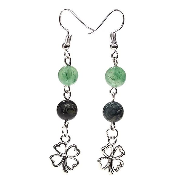 Pendientes de aventurina verde + trébol