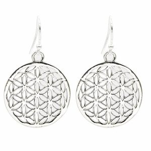 Pendientes flor de vida color plata