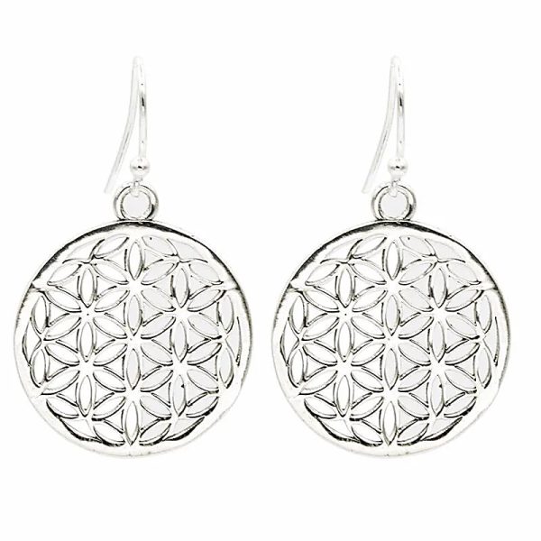 Pendientes flor de vida color plata