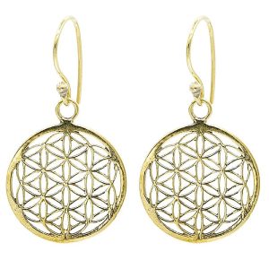 Pendientes flor de vida color dorado