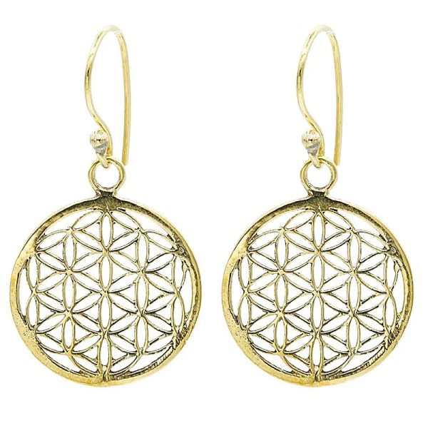 Pendientes flor de vida color dorado