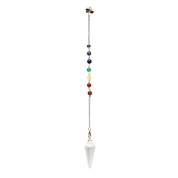 Péndulo de Selenita con Cadena de Chakra