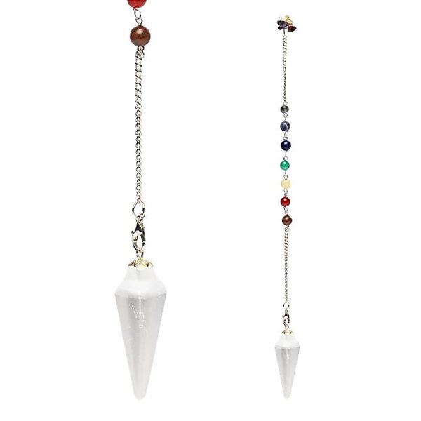 Péndulo de Selenita con Cadena de Chakra - Imagen 4