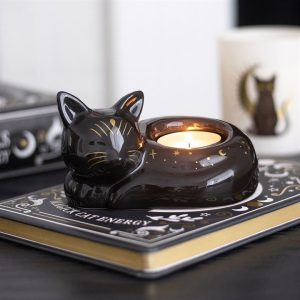 Portavelas «Gato Acurrucado» Black Cat Magick