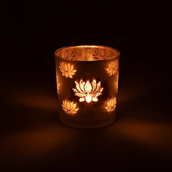 Portavelas esmerilado metálico Flor de Loto - Imagen 3
