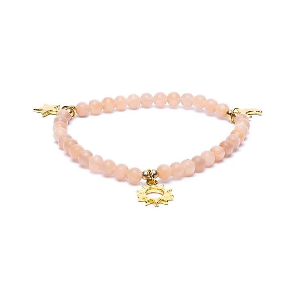 Pulsera elástica de Piedra Solar con colgantes de estrella, luna y sol