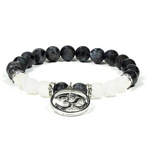Pulsera labradorita y ágata blanca con om