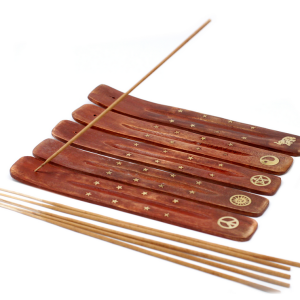 Soporte de madera natural para inciensos de varilla y conos