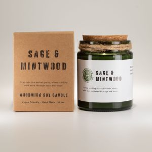 Vela Woodwick Salvia y Menta