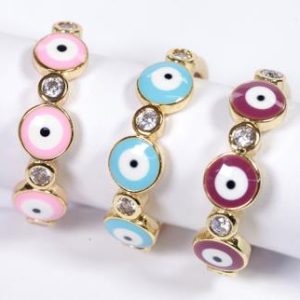 Anillo de acero dorado adaptable con ojo turco