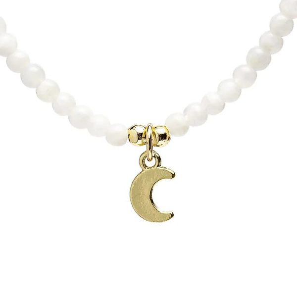 Collar ajustable Piedras de luna con colgante luna