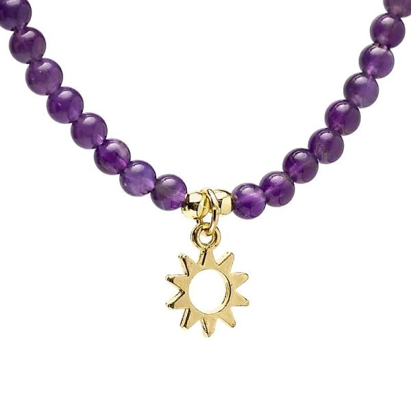 Collar Ajustable de Amatista con Colgante Sol