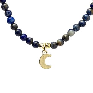 Collar Ajustable Lapislázuli con Colgante Luna