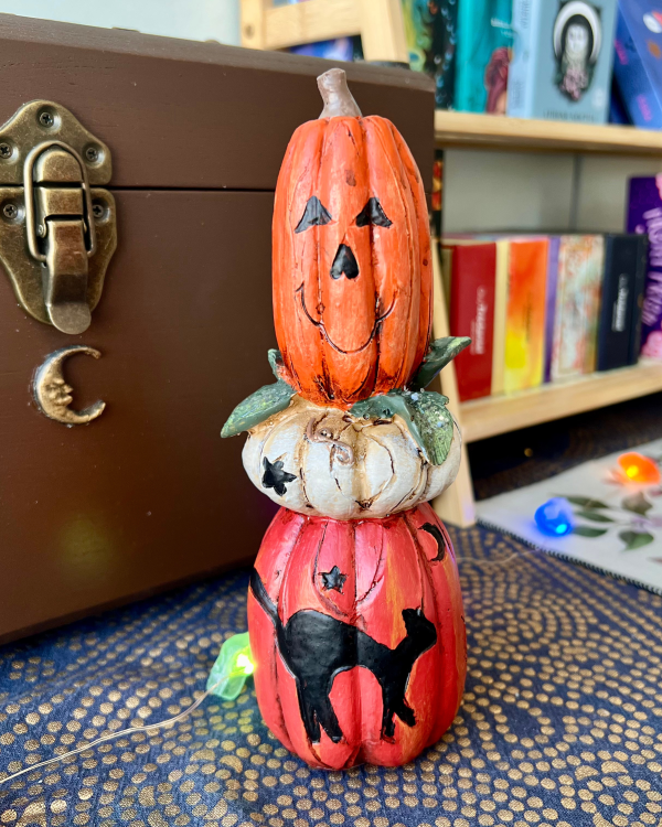 Figura Tótem de 3 Calabazas el gato de Halloween