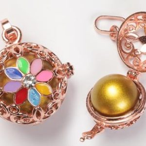 Llamador de Ángeles de Acero Dorado Rosado Flor colores