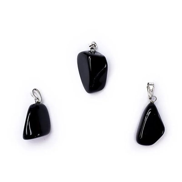 Colgante de obsidiana negra con montura de metal