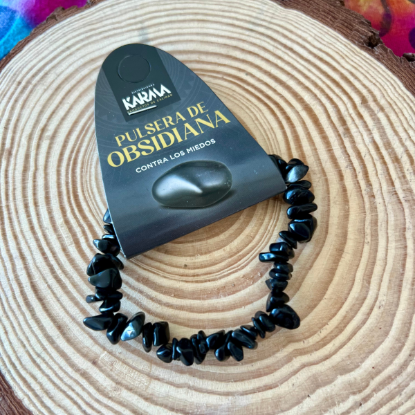 Pulsera Chip Elástica de Obsidiana