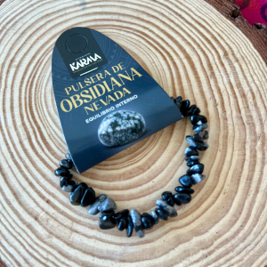 Pulsera Chip Elástica de Obsidiana Nevada