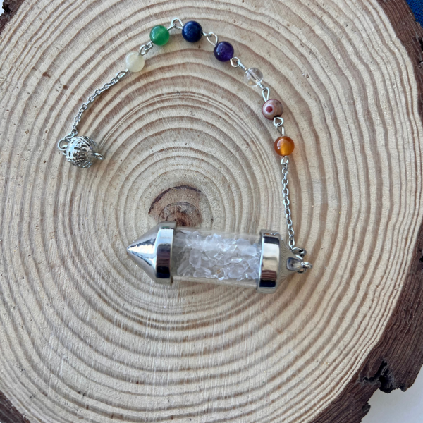 Péndulo Botella de Cristal con Cuarzo Cristal y Piedras de los 7 Chakras - Imagen 3