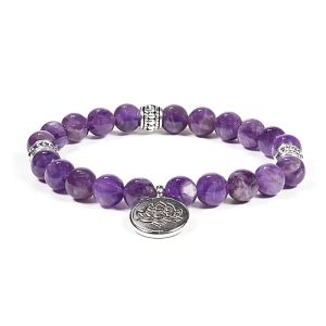 pulsera elástico Amatista con Loto