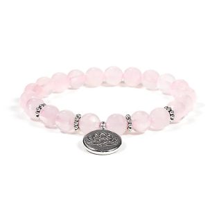 pulsera elástico de Cuarzo rosa con Loto